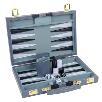Backgammon Set 2 Players Classic Backgammon Sets for Adults Board Game with PU Leather Case Portable and Travel Backgammon Set (30 Count)