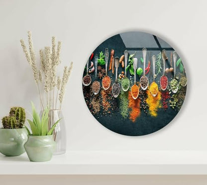 35.5Wx30H'' Spoon Spices Glass Wall ArtTempered Glass Printing Wall Decor Large Wall Art Wall Hangings