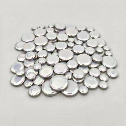 200g Iridescent Round Mosaic Tiles for Crafts Bulk (90 Count)