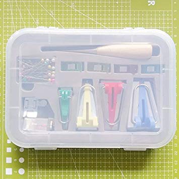 Bias Tape Maker 6mm 12mm 18mm 25mm Fabric Bias Binding Maker with Binder Foot Bradawl Quilting Clips Sewing Pins Kit (6 Count)