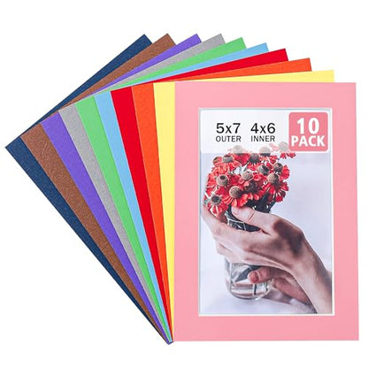 10 Pack 5x7 Mixed Colors Picture Mats