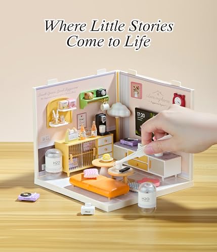 Modern Living Room DIY Miniature House Kit with Roof & LED Light