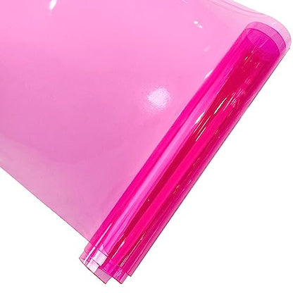 HYANG DeepPink Transparent PVC Super Clear Holographic Vinyl Faux Leather Sheets 1 Roll 12" x 47"