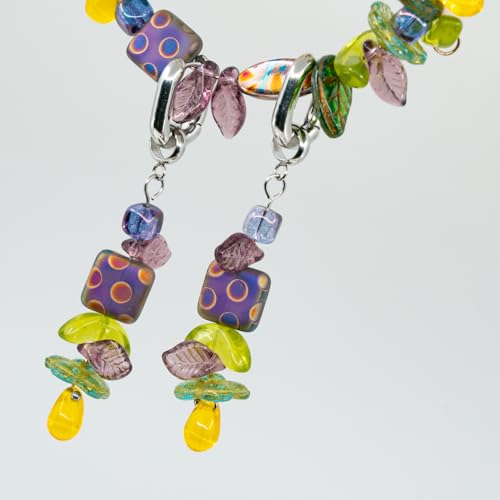 1.4oz (40g) Limited Mix of Czech Glass Beads, Hand Made Set Kit, Green Purple Yellow Drop