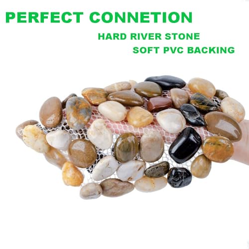 Garden Stepping Stones Outdoor Round River Stone Decorative Nature River Rocks for Landscaping Outside Walkway Patio Yard Garden Pathway