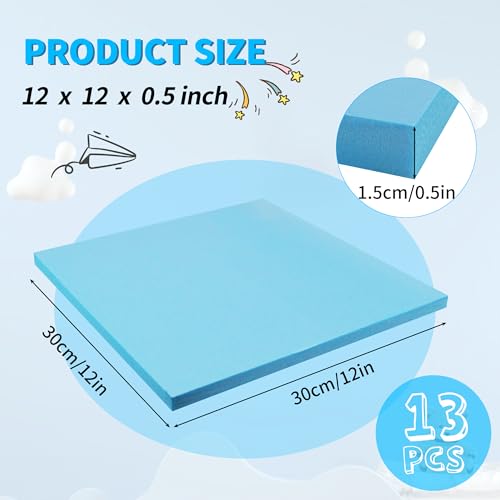 Blue 13 Pack 12x12x0.5 inch Foam Sheets 0.5 Inch Thick