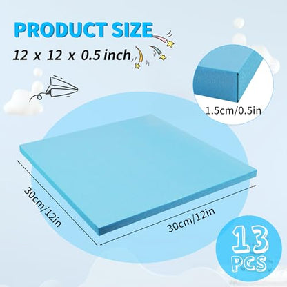 Blue 13 Pack 12x12x0.5 inch Foam Sheets 0.5 Inch Thick