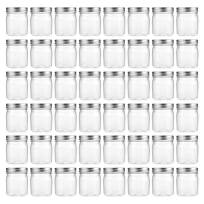 8 oz Plastic Mason Jars and Clear Plastic Jars with Lids 8 oz (48 Count)