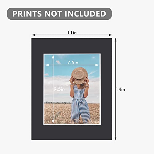 10 Pack Pre Cut 11 x 14 Black Picture Mats for 8x10 Photos