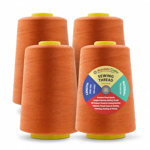 40S 2 Orange Polyester 4 Pack of Serger Threads Cones (72000 Foot)