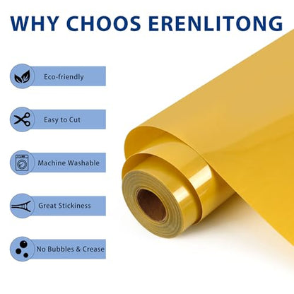 RENLITONG Golden Iron on Vinyl 12Inch by 20ft Roll Heat Transfer Vinyl for T (20 Foot)