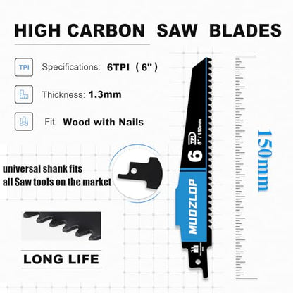 1Pack 6inch 6TPI High Reciprocating Saw Blades