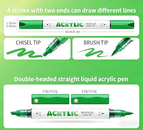 12 Colors Dual Tip Acrylic Paint Markers (12 Count)