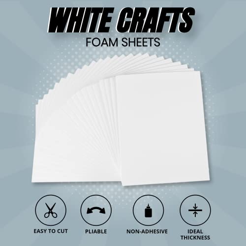24 Ct Sheets White EVA Cosplay Foam in 9” x 12’’ Sheets; High Density Thick Foam 85 kg