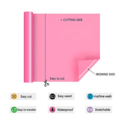 RENLITONG Pink Iron on Vinyl 12Inch by 20ft Roll Heat Transfer Vinyl for T