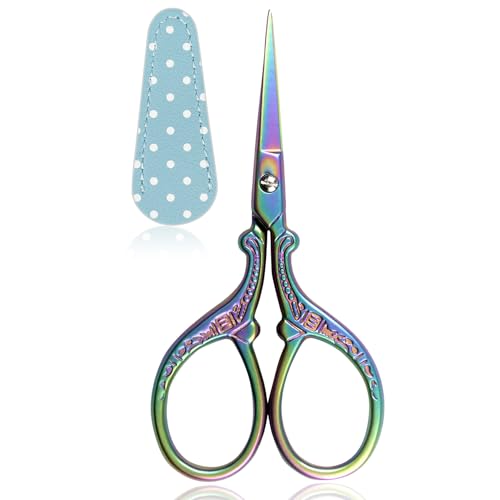 Small Craft 3.6inch Rainbow Scissor with Leather Cover Stainless