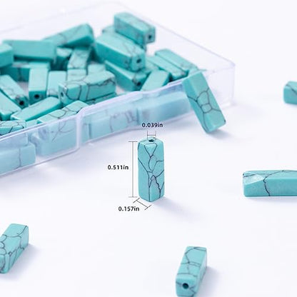 Natural Blue Turquoise Rectangle Tube Beads 4x13mm 38cm (28 Count)