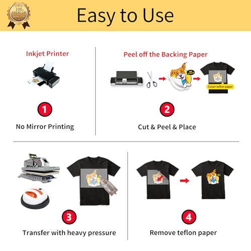 Printable Heat Transfer Paper for Dark and Light T Shirts (22 Count)