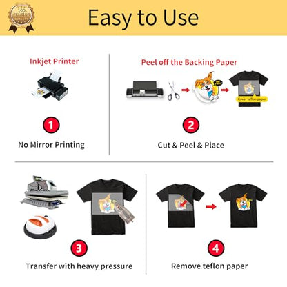 Printable Heat Transfer Paper for Dark and Light T Shirts (22 Count)
