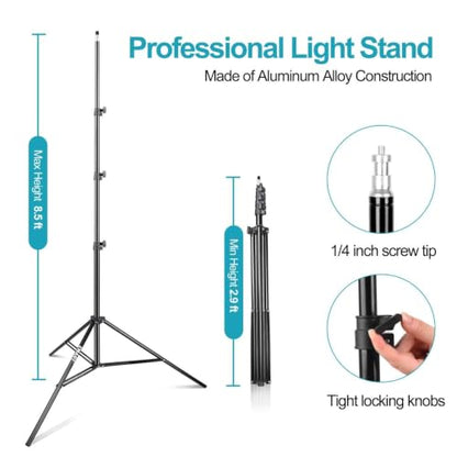 8.5FT Light Stand with Photography Reflector Holder Disc Clip