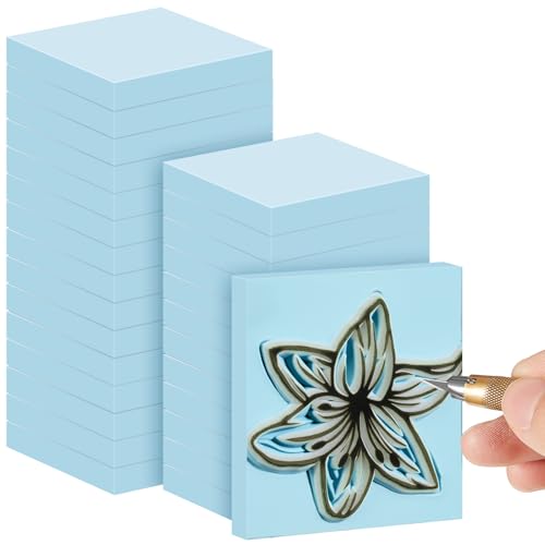 24 Pcs 2" x 2" Rubber Carving Blocks Linoleum Blocks for Printmaking (24 Count)