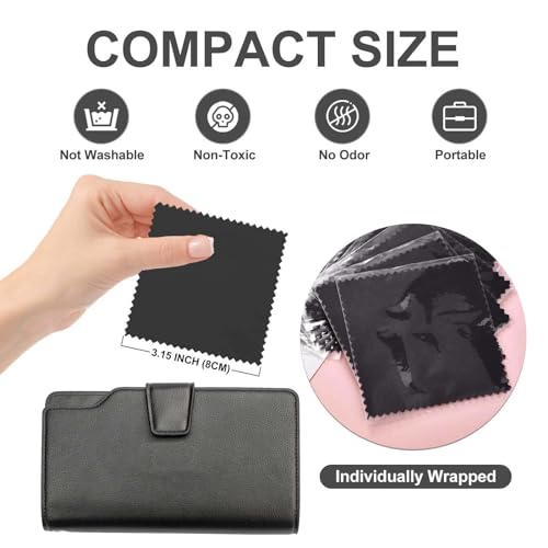 100pcs Jewelry Cleaning Cloth Black Polishing Cloth for Sterling Silver Gold Platinum Small Silver Polish 8x8cm (100 Count)
