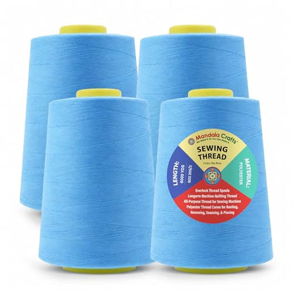 20S 2 Sky Blue Polyester 4 Pack of Serger Threads Cones