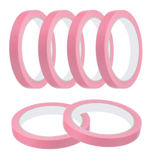 Masking Tape 0.5 Inch x 21 Yard Painter's Tape Pink Paint Tapes for DIY Crafts Arts Drawing Decoration Labeling Car Painting Artist Teachers (6 Count)