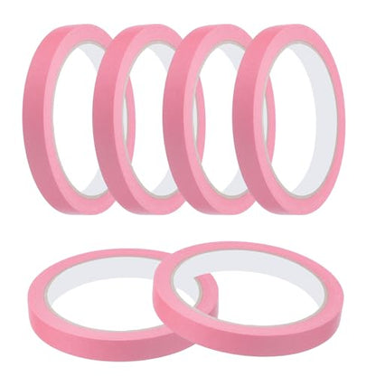 Masking Tape 0.5 Inch x 21 Yard Painter's Tape Pink Paint Tapes for DIY Crafts Arts Drawing Decoration Labeling Car Painting Artist Teachers (6 Count)