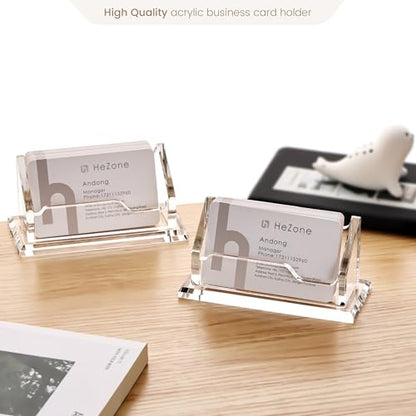 Acrylic Card Holder Clear Horizontal Business Card Organizer Stand for Desk 1 Slots Business Cards Stand for Women and Men