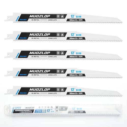 5Pack 12inch 8+10TPI Metal Reciprocating Saw Blades Set
