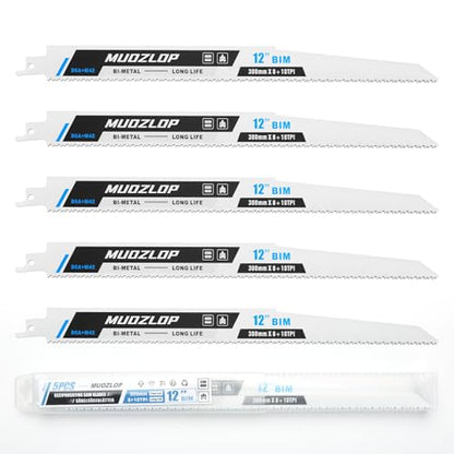 5Pack 12inch 8+10TPI Metal Reciprocating Saw Blades Set