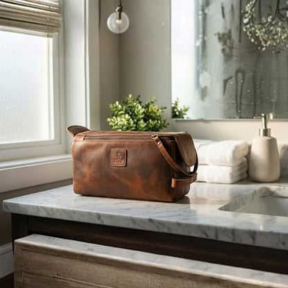 Full Grain Leather Toiletry Kit for Men & Women