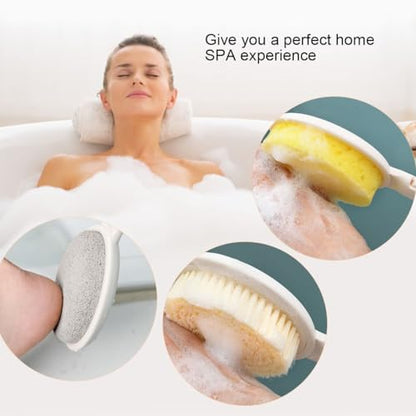 19" Long Handle Shower Sponge Brush Set