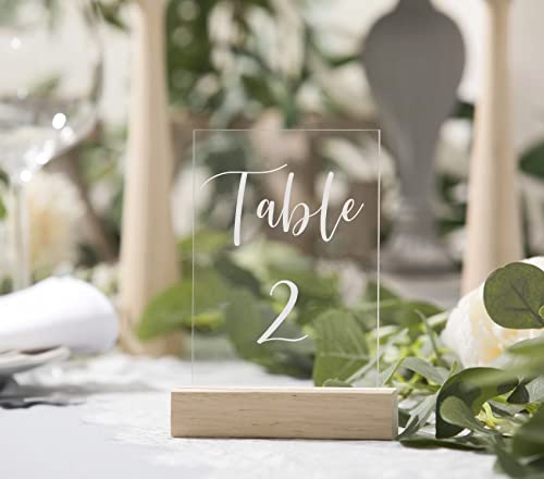 50 Pack Oak Wood Table Number Stands (50 Count)