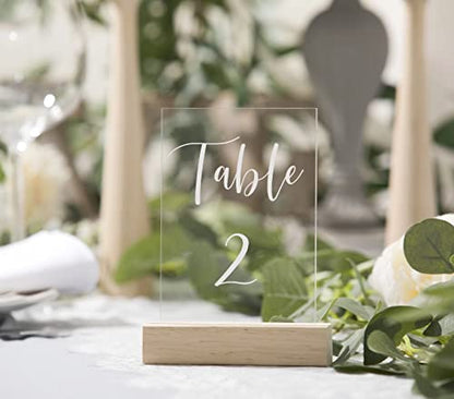 50 Pack Oak Wood Table Number Stands (50 Count)