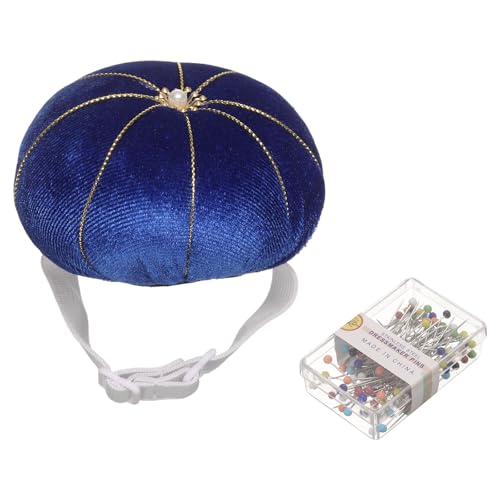 Wrist Pin Cushion Wristband Sewing Pincushion Polyester Pin Holder Wearable Pumpkin Shaped Needles Wristband with 100 Head Needles for Sewing Quilting DIY Crafts