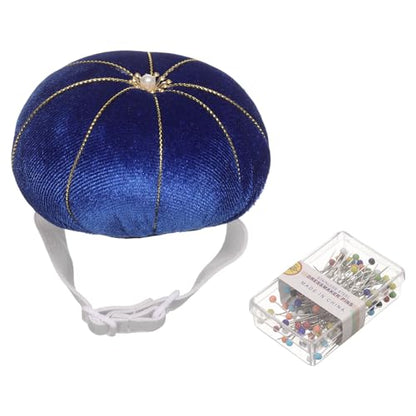 Wrist Pin Cushion Wristband Sewing Pincushion Polyester Pin Holder Wearable Pumpkin Shaped Needles Wristband with 100 Head Needles for Sewing Quilting DIY Crafts