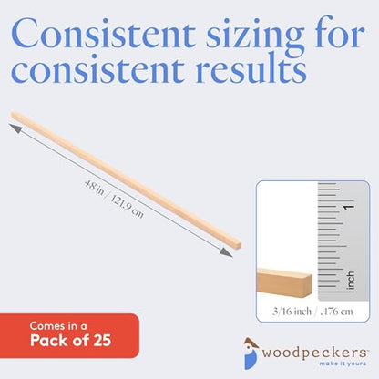 Wood Square Dowel Rods 3 (25 Count)