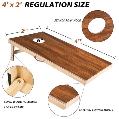 Cornhole Set 4'x2' Corn Hole Boards Set Regulation Size Wood