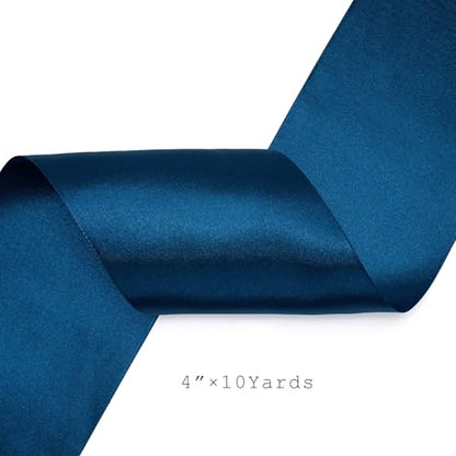 Navy Satin Ribbon 4 Inch x 10 Yards Double Faced