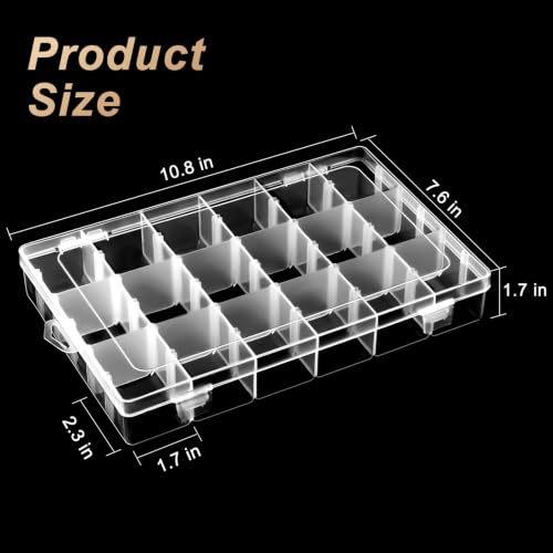 18 Grids Large Plastic Organizer Box with Adjustable Dividers