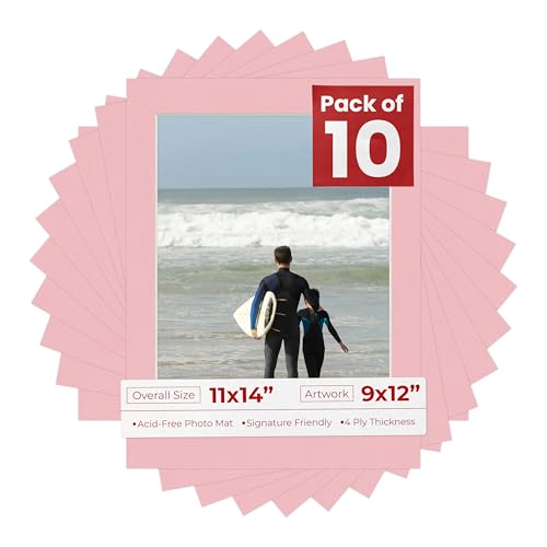 Pack of Ten Acid Free 11x14 Mats Bevel Cut for 9x12 Photos (10 Count)
