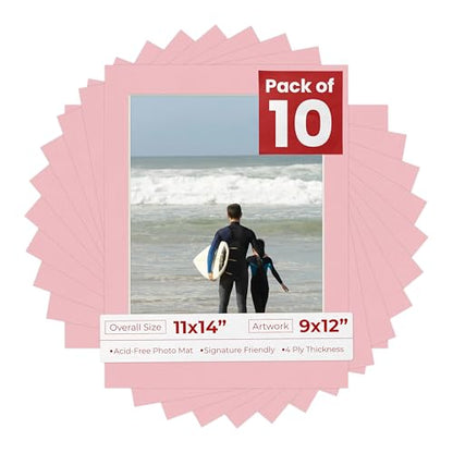 Pack of Ten Acid Free 11x14 Mats Bevel Cut for 9x12 Photos (10 Count)