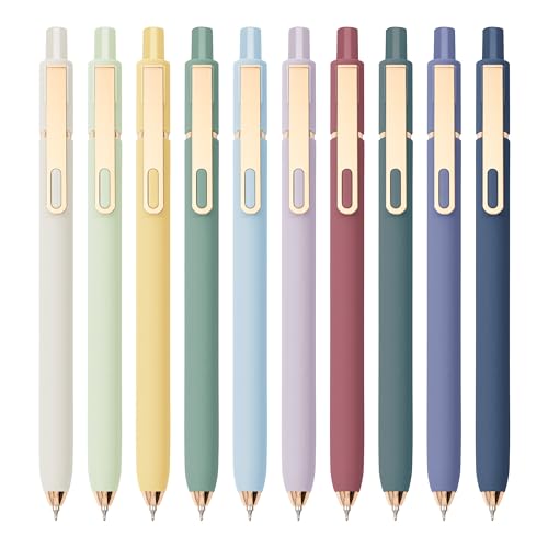 Gel Pens Black Ink Pens for Office 0.5mm Fine Point Pen Smooth Writing Retractable (10 Count)