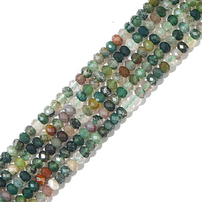 Natural Indian Agate Beads 4x2mm 120pcs Faceted Rondelle Loose Semi Gemstone Beads for Jewelry Making Design (120 Count)