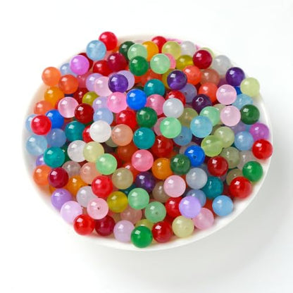100PCS 10mm Natural Colorful Chalcedony Stone Beads Round Loose Spacers Beads for DIY Bracelet Necklace Earrings Jewelry Making