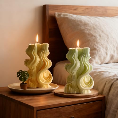 2 Pack 3D Wave Cylinder Silicone Candle Molds (2 Count)
