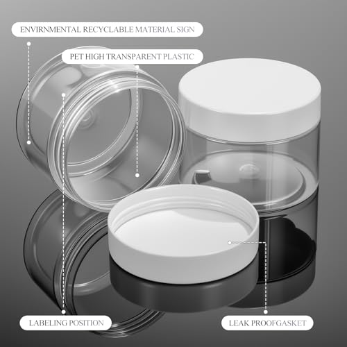 12 Pack Plastic Container Jars with Lids Round Clear Travel Cosmetic Container Jars for Toiletries (12 Count)