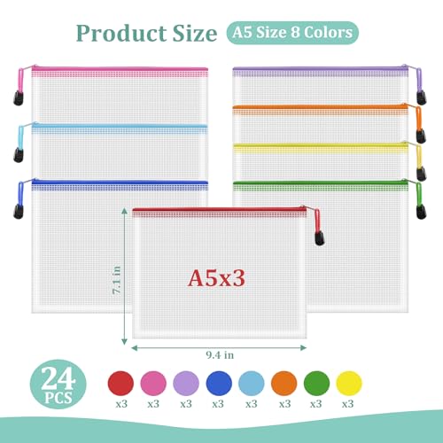 24pcs Mesh Zipper Pouch Bags Small (24 Count)